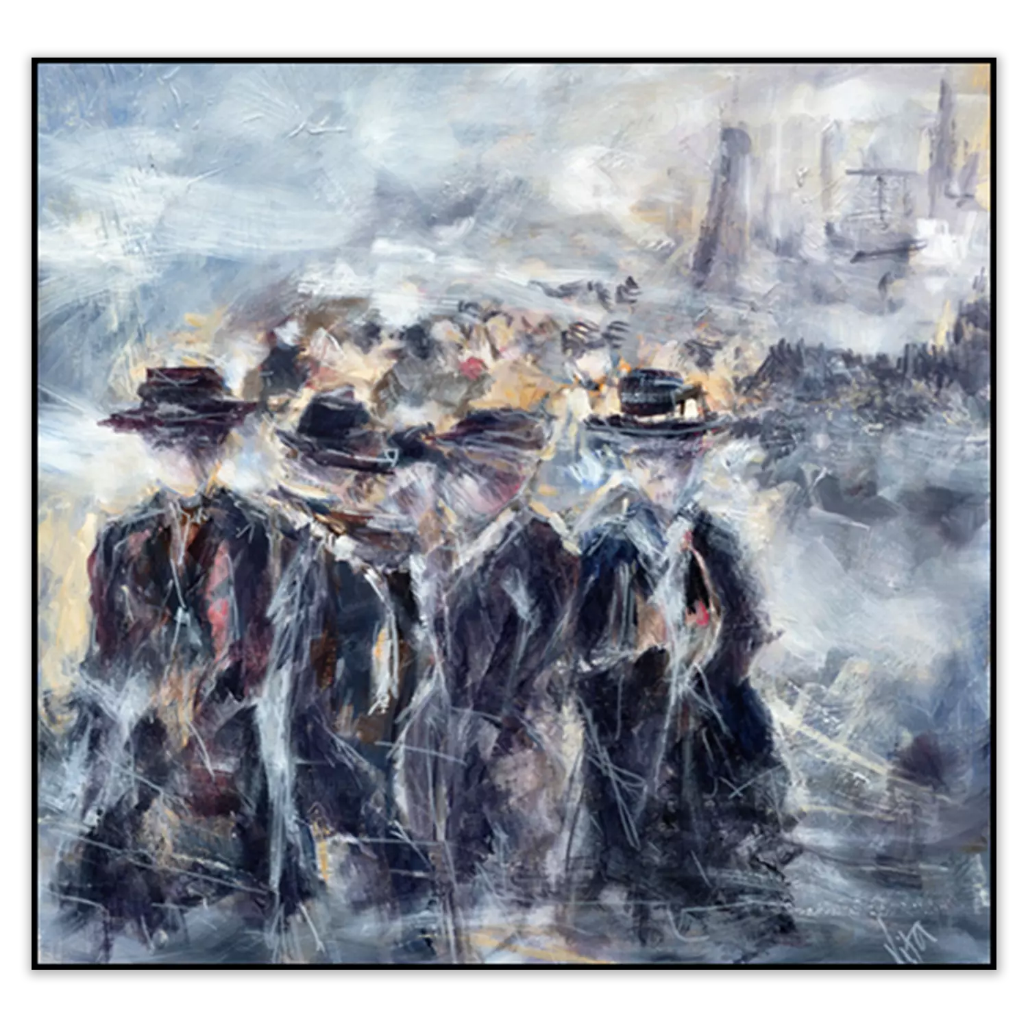 'Goin t' Mill' by Lita Narayan. Float framed canvas art print.