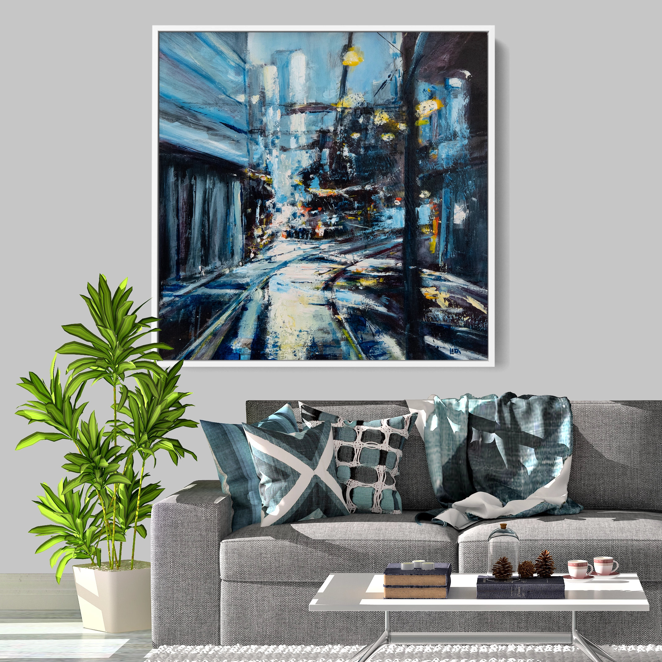 'Manchester Tram Lines'. Canvas wall art.