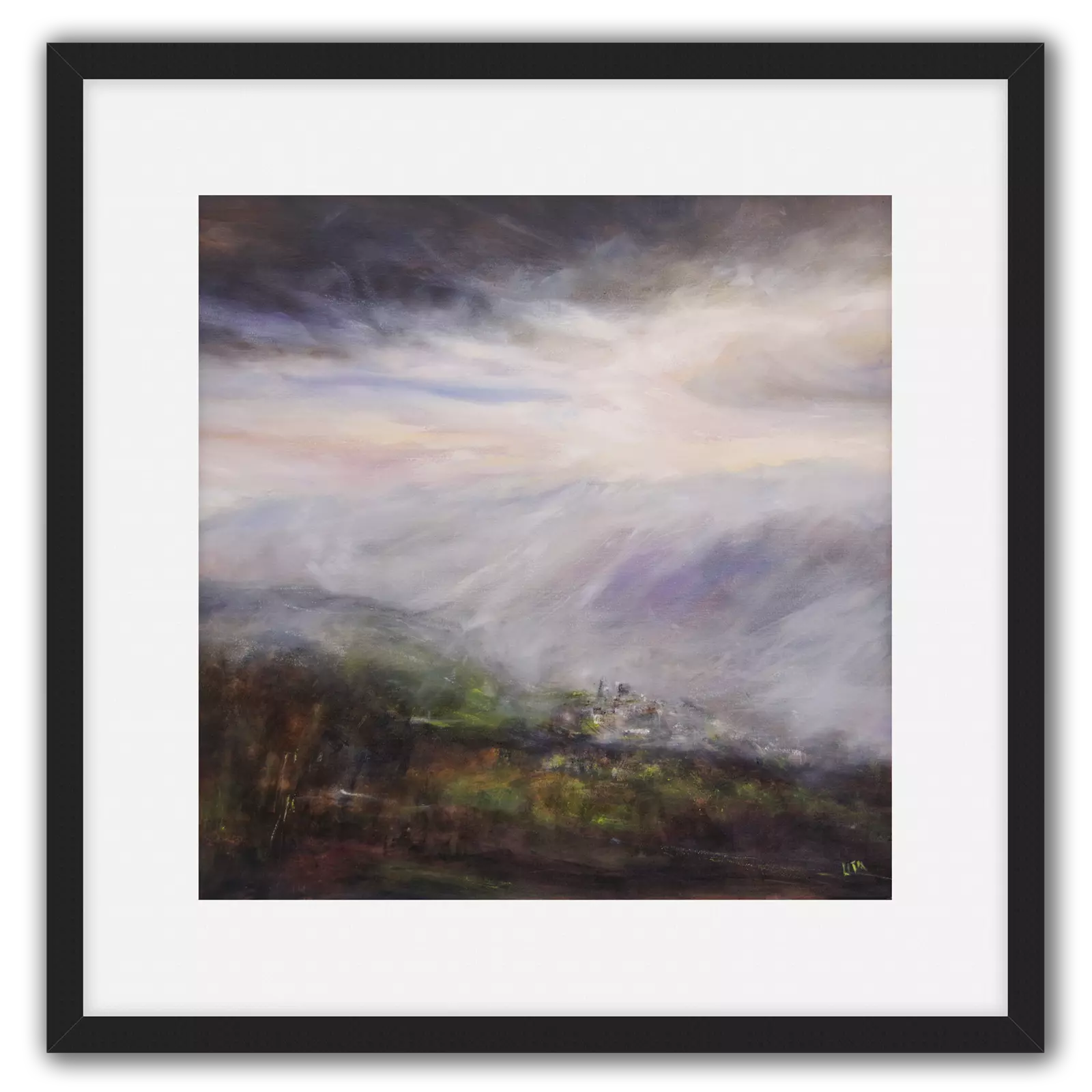 'Mist Over Pendle'. Framed art print by Lita Narayan