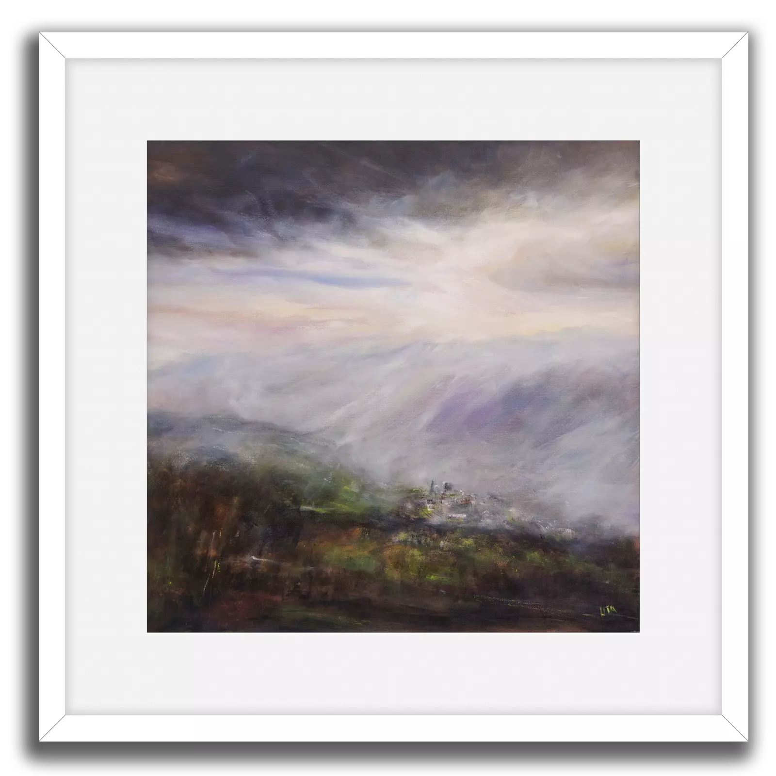 'Mist Over Pendle'. Framed art print by Lita Narayan
