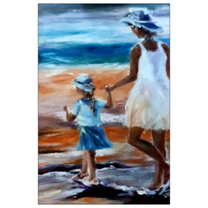 'On the Beach', Lita Narayan. A large framed canvas art print