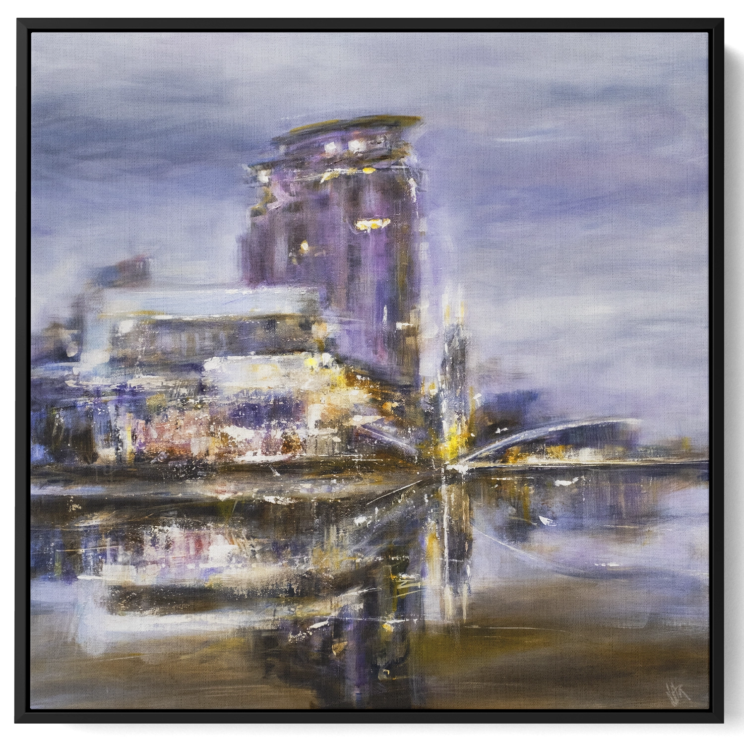 Salford Quays. Supersize canvas art print. Black framed.