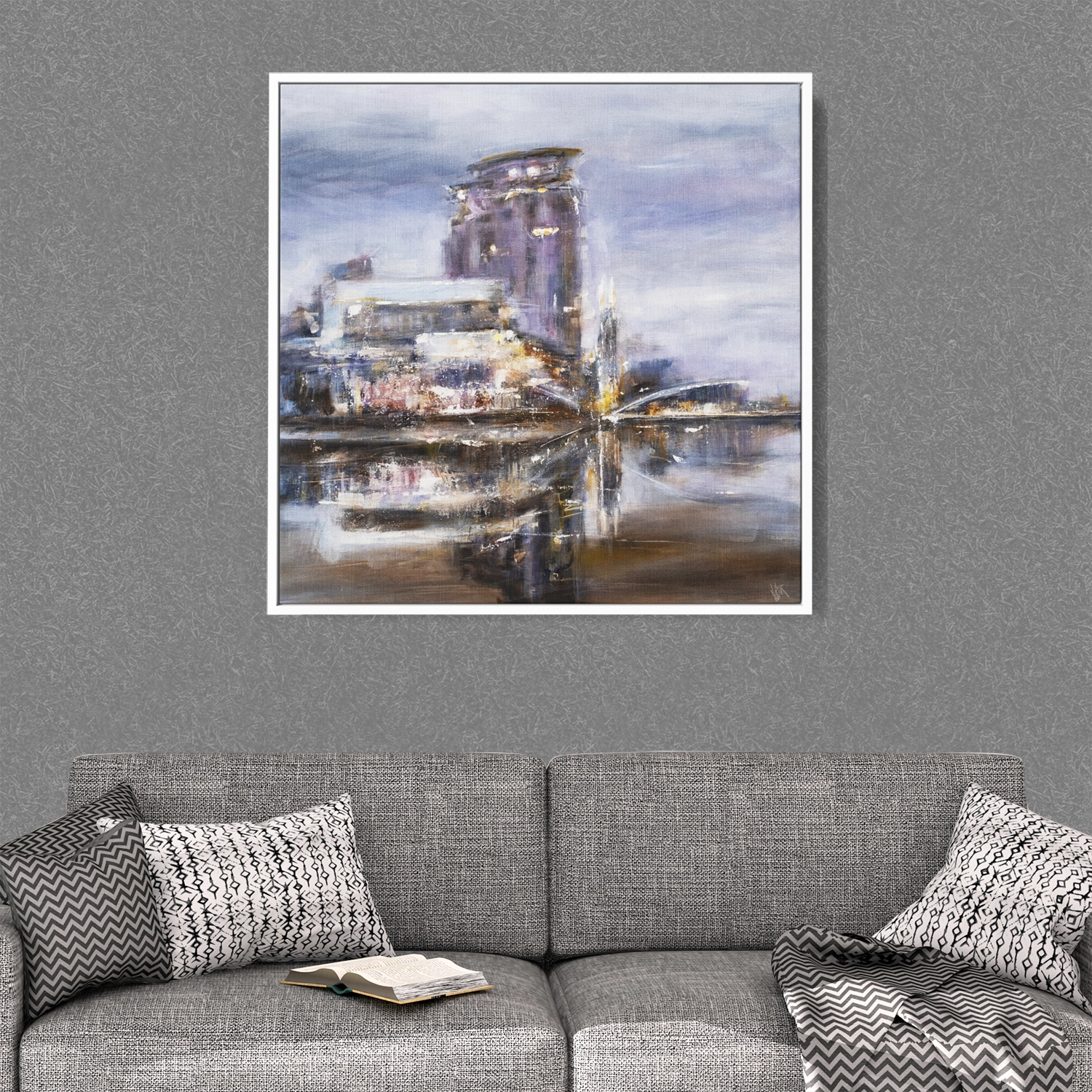Salford Quays. Supersize canvas art print. In room.